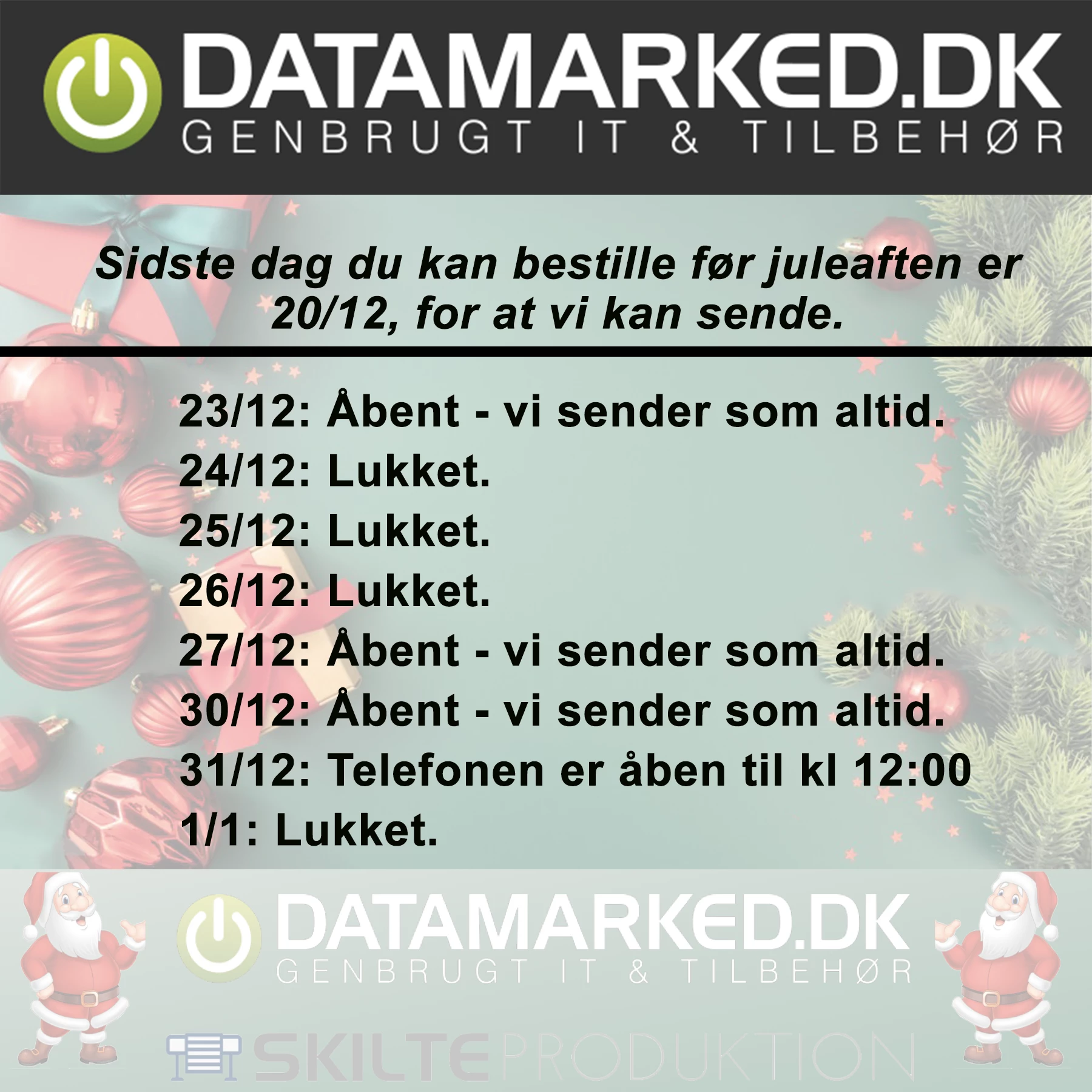 Jul Nytår Åbningstider Datamarked